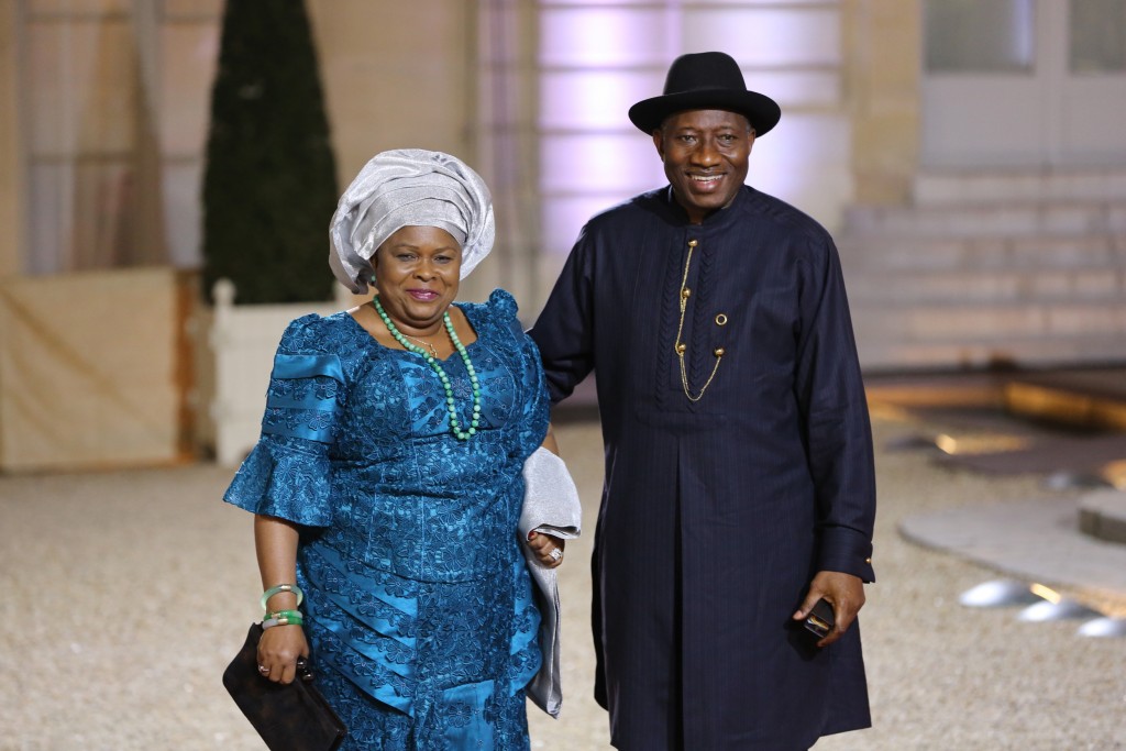 PIC 3. PRESIDENT GOODLUCK JONATHAN (R) AND HIS WFE, PATIENCE AT THE ELYSEE PALACE PARIS, VENUE OF THE SUMMIT ON PEACE AND SECURITY IN AFRICA.