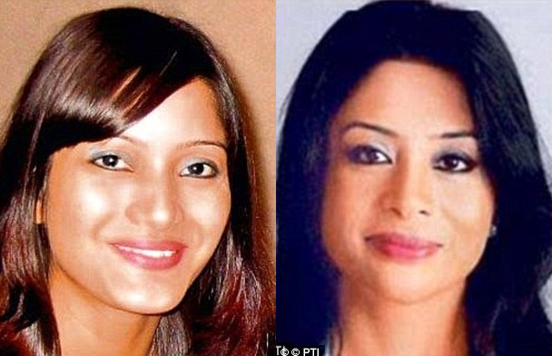 Sheena Bora (left) was allegedly murdered by her mother Indrani Mukerjea (right), the wife of Peter Mukerjea