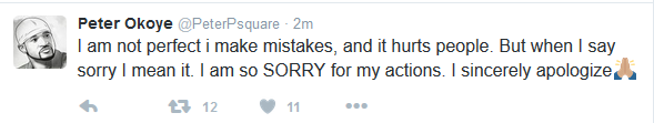 Peter Okoye Tweet Apology