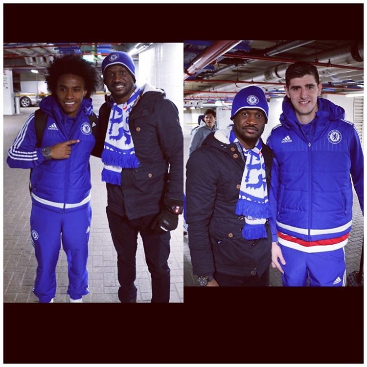Willian and Courtois with Peter