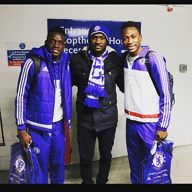 Bertrand Traore and Baba Rahman with Peter