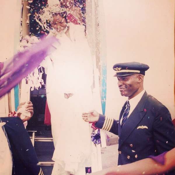 Omotola Jalade-Ekeinde and her husband, Captain Matthew Ekeinde on their wedding day 