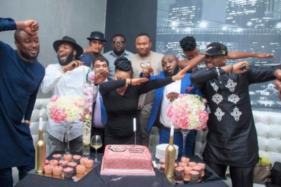 Tonto DIkeh and Friends Doing The Dab During Her Surprise Birthday party
