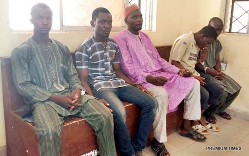 5 suspects arraigned in court on Friday in Kano over the killing of Bridget Agbahime for alleged blasphemy. Credit: Mohammed Kabir.
