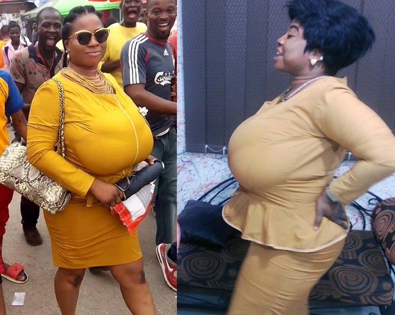 Big-breasted woman captivates men in Lagos 