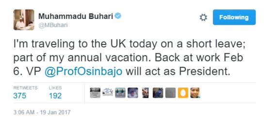 Buhari vacation