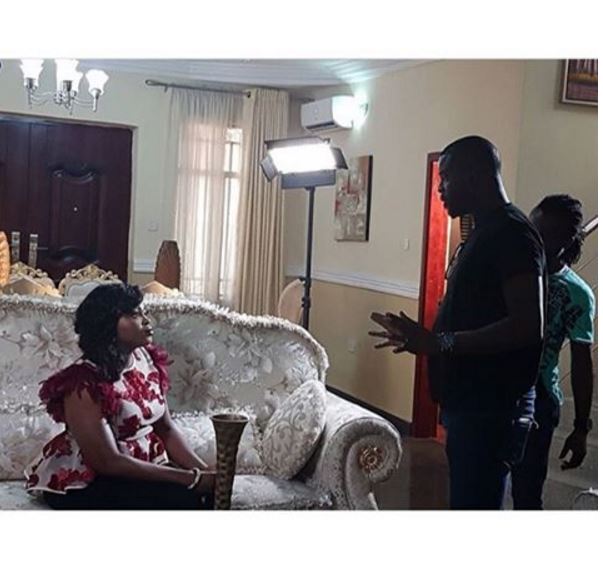 Funke and hubby on movie set