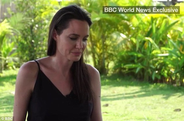 Angelina Jolie tear up