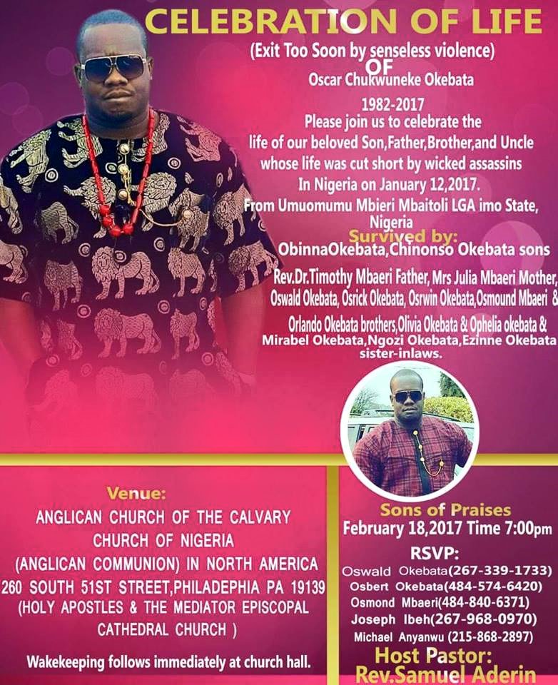 Chuks okebata obituary