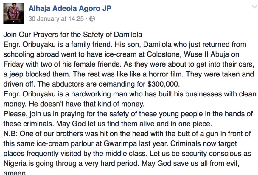 Veronica and Bisola abducted