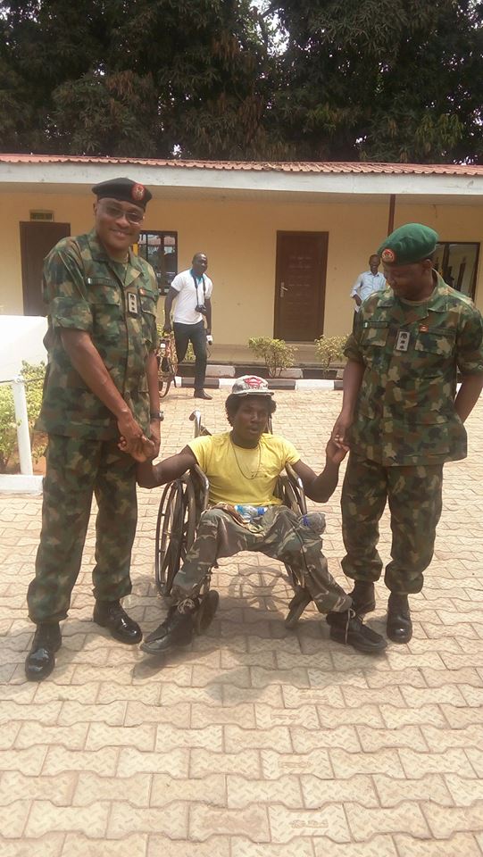 army neets with crippled guy