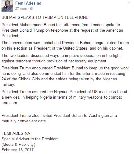 buhari trump phone call1