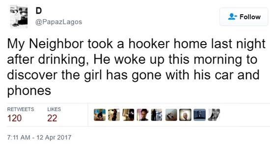 Prostitute steals client car