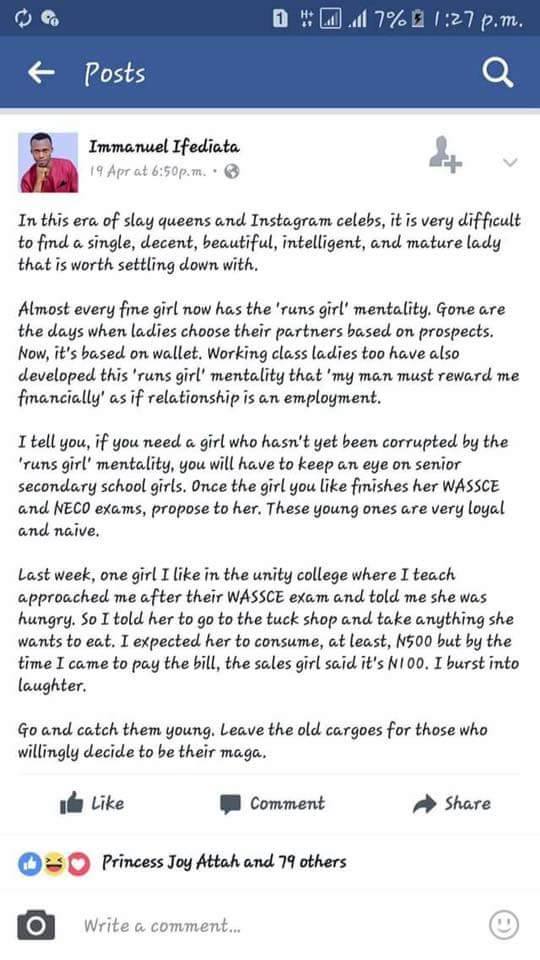 Secondary School Teacher Advises Nigerian Men