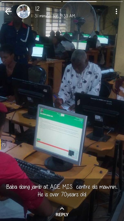 old man spotted writing JAMB