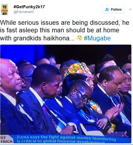 President Mugabe dozing off