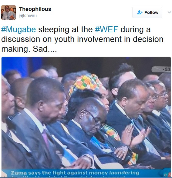 President Mugabe dozing off