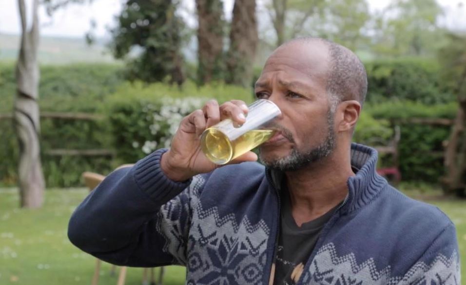 Dad drinking urine