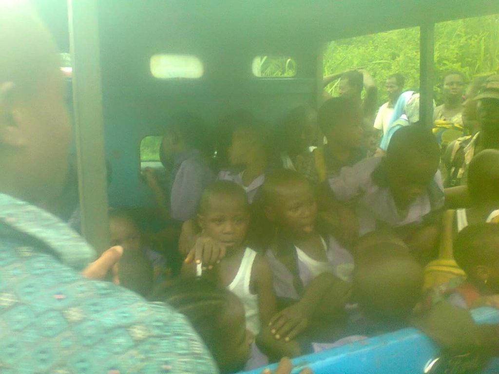 School bus conveying primary school pupils