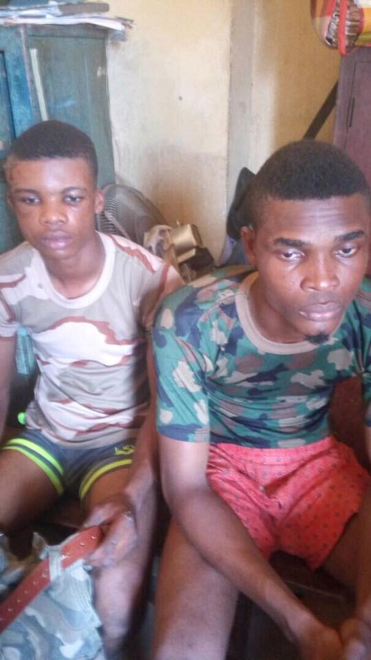 two fake soldiers, Two Fake Soldiers Wearing Camouflage