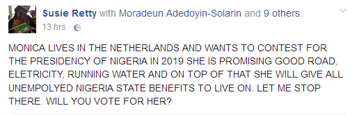 netherlands based nigerian woman declares intention