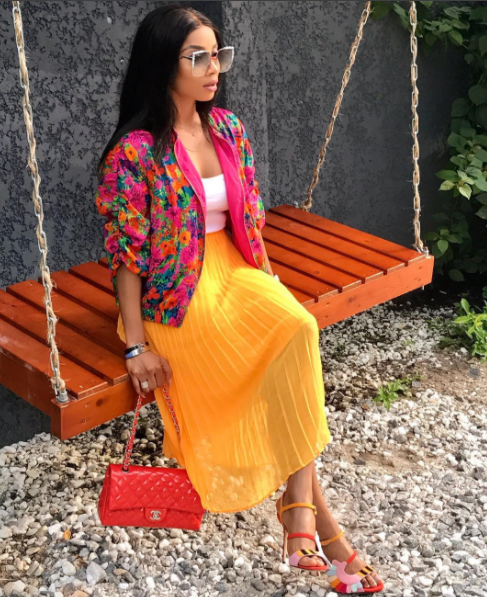 toke makinwa colour blocking outfit