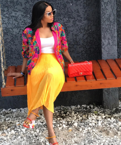 toke makinwa colour blocking outfit