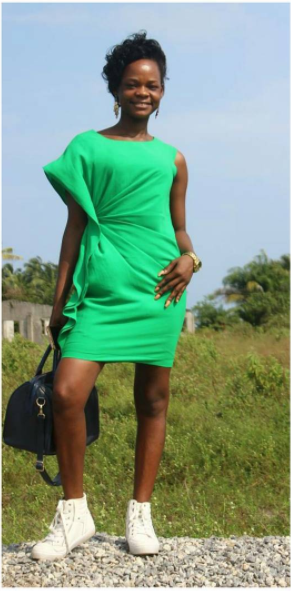 olajumoke orisagunna stuns green dress