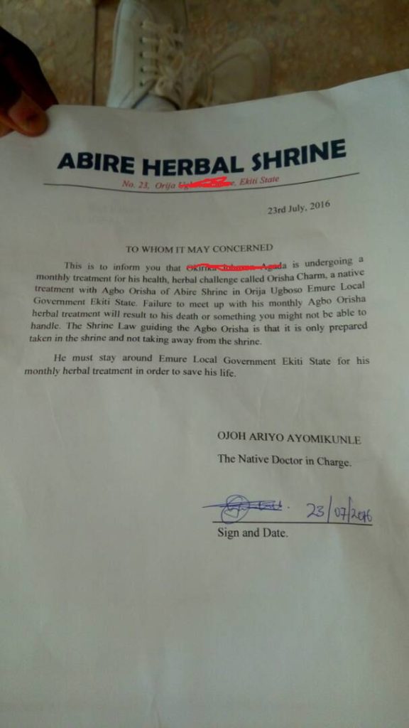 letter herbalist wrote nysc
