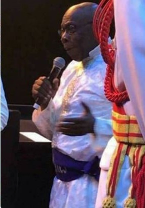 former president olusegun obasanjo rocks celestial outfit