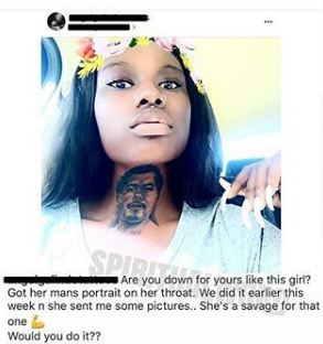 lady tattoos boyfriend's face
