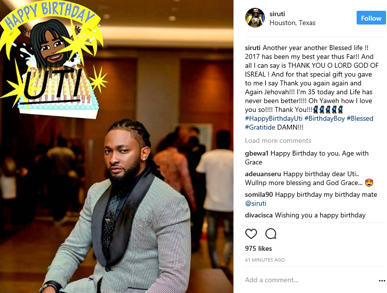 uti nwachukwu celebrates 35th birthday