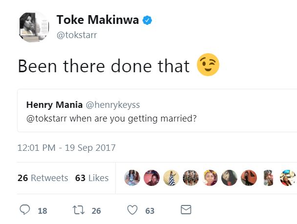 Toke Makinwa's Response
