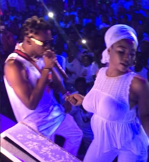 Busty lady without bra dances