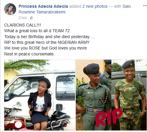 Female soldier dies