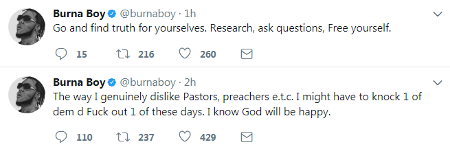 burna boy genuinely dislike pastors