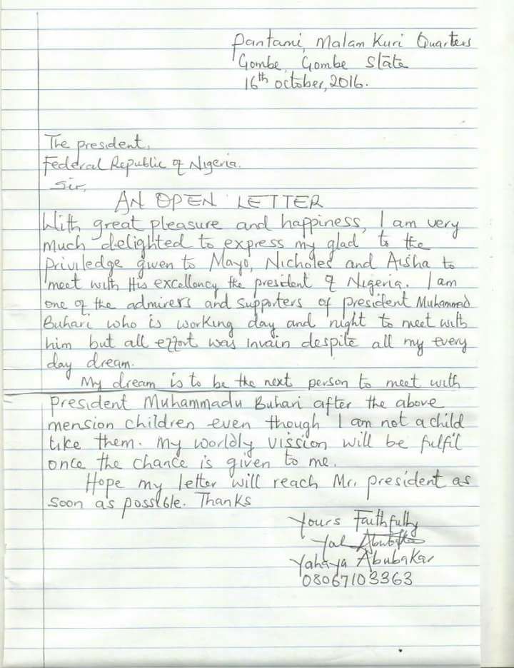 Man Writes President Buhari