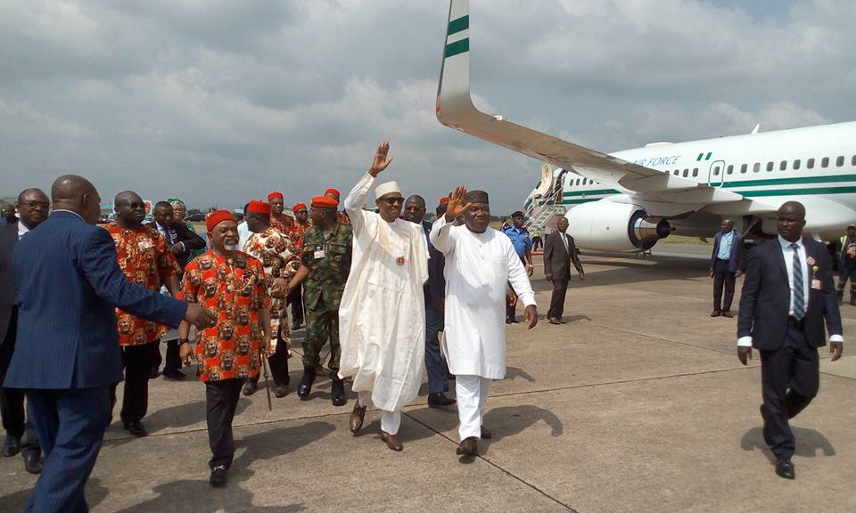 President Buhari arrives Enugu state