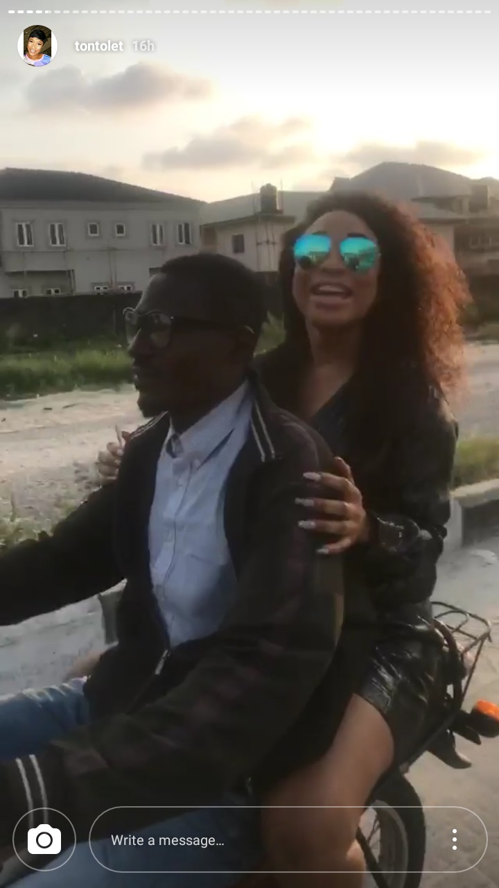 Tonto Dikeh Rides Okada
