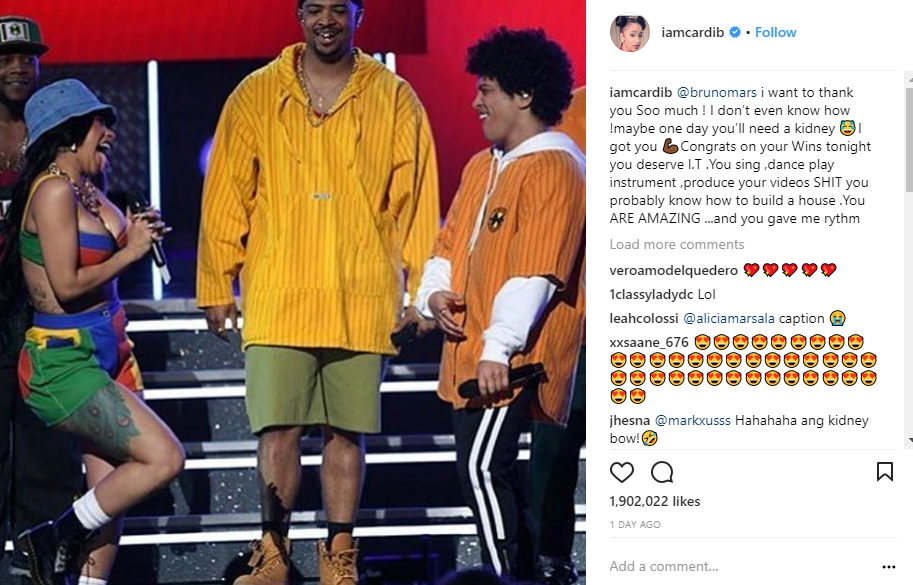 Cardi B Tells Bruno Mars