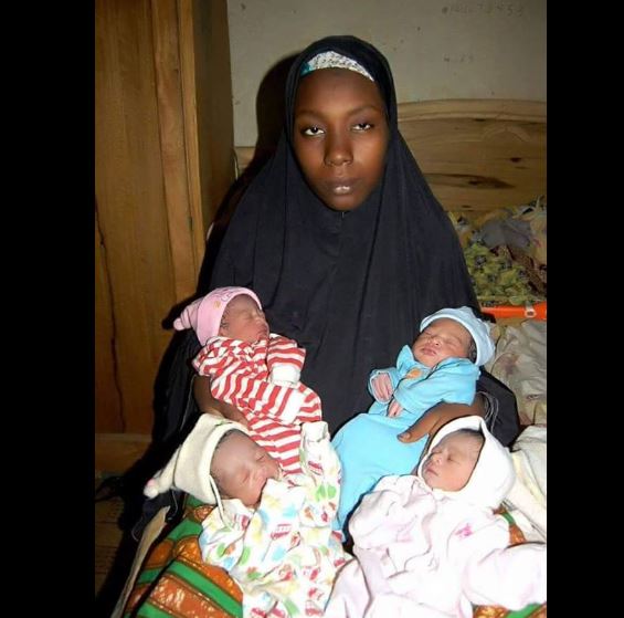 See The Quadruplet A Very Young Girl Gave Birth To In Bauchi.