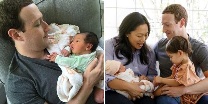 Mark Zuckerberg cuddles new born daughter