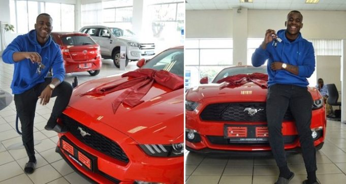 man receives ford mustang