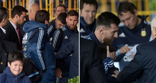 lionel messi rescue tearful young fan