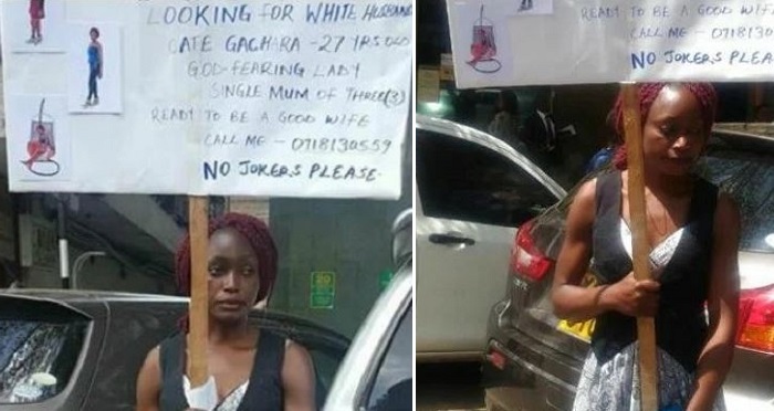 Desperate Single Mother With Three Kids Take To The Streets To Search For White Husband. (Photos)