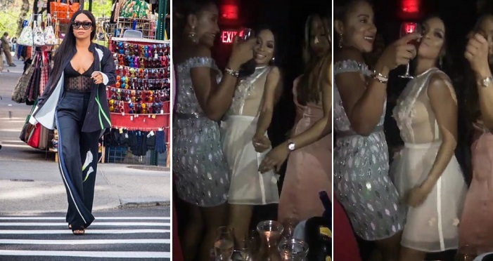 Toke Makinwa Goes Braless As She Goes Partying In New York With Her Sister And Friends. (Photos)