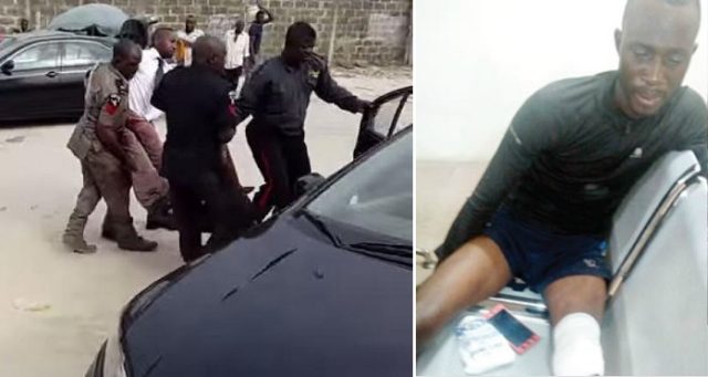 Policeman Breaks Electricity Worker's Leg