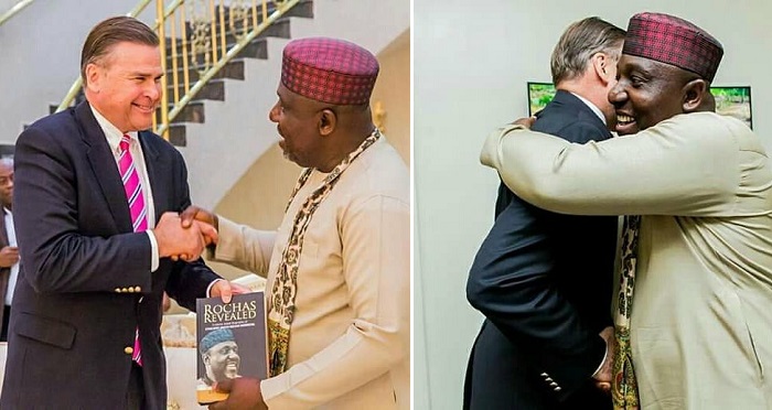 American Ambassador To Nigeria Visits Imo State Governor, Rochas Okorocha; Says US Government Is Proud Of Him.
