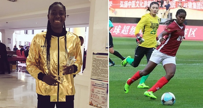 Super Falcons Star, Asisat Oshoala Crowned Chinese Women’s League ‘Best Striker For 2017’.