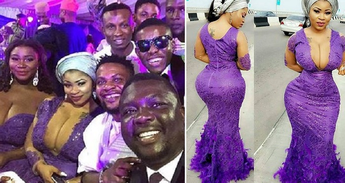 Seyilaw Takes Photo With Busty Ladies At Oritsefemi’s Wedding And Gives It Funny Caption. (Photos)